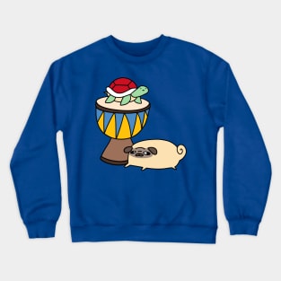 Djembe Turtle and Pug Crewneck Sweatshirt